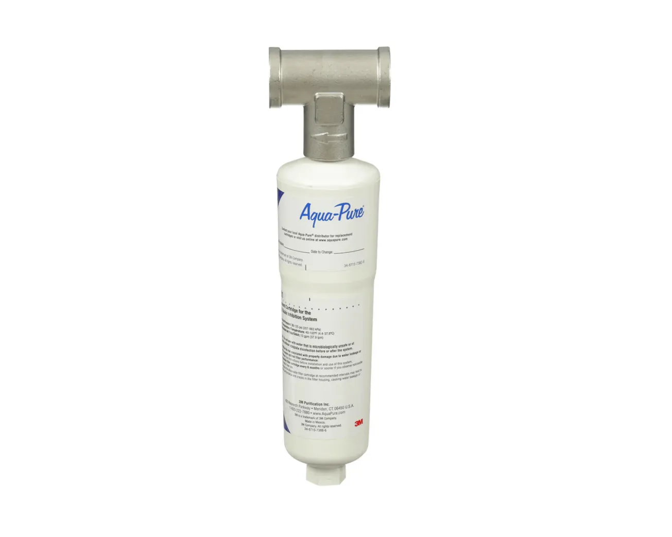 A 3M Aqua-Pure whole-house scale inhibition water filter cartridge